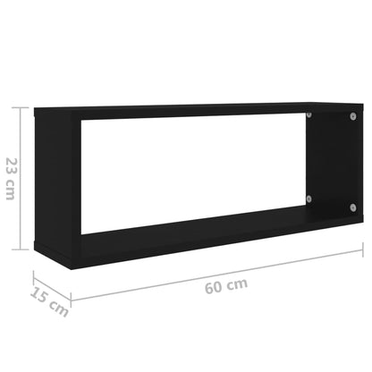 Wandschappen kubus 6 st 60x15x23 cm bewerkt hout zwart