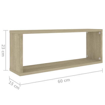 Wandschappen kubus 4 st 60x15x23 cm bewerkt hout sonoma eiken