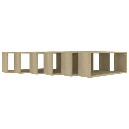 Wandschappen kubus 6 st 60x15x23 cm bewerkt hout sonoma eiken