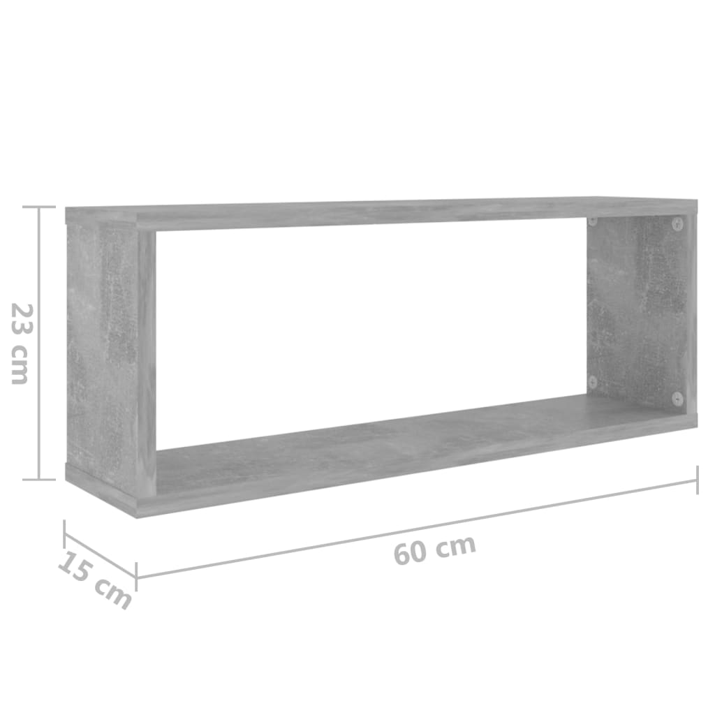 Wandschappen kubus 4 st 60x15x23 cm bewerkt hout betongrijs