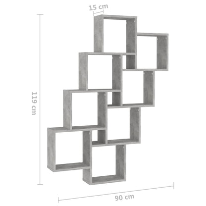 Wandschap kubus 90x15x119 cm bewerkt hout betongrijs