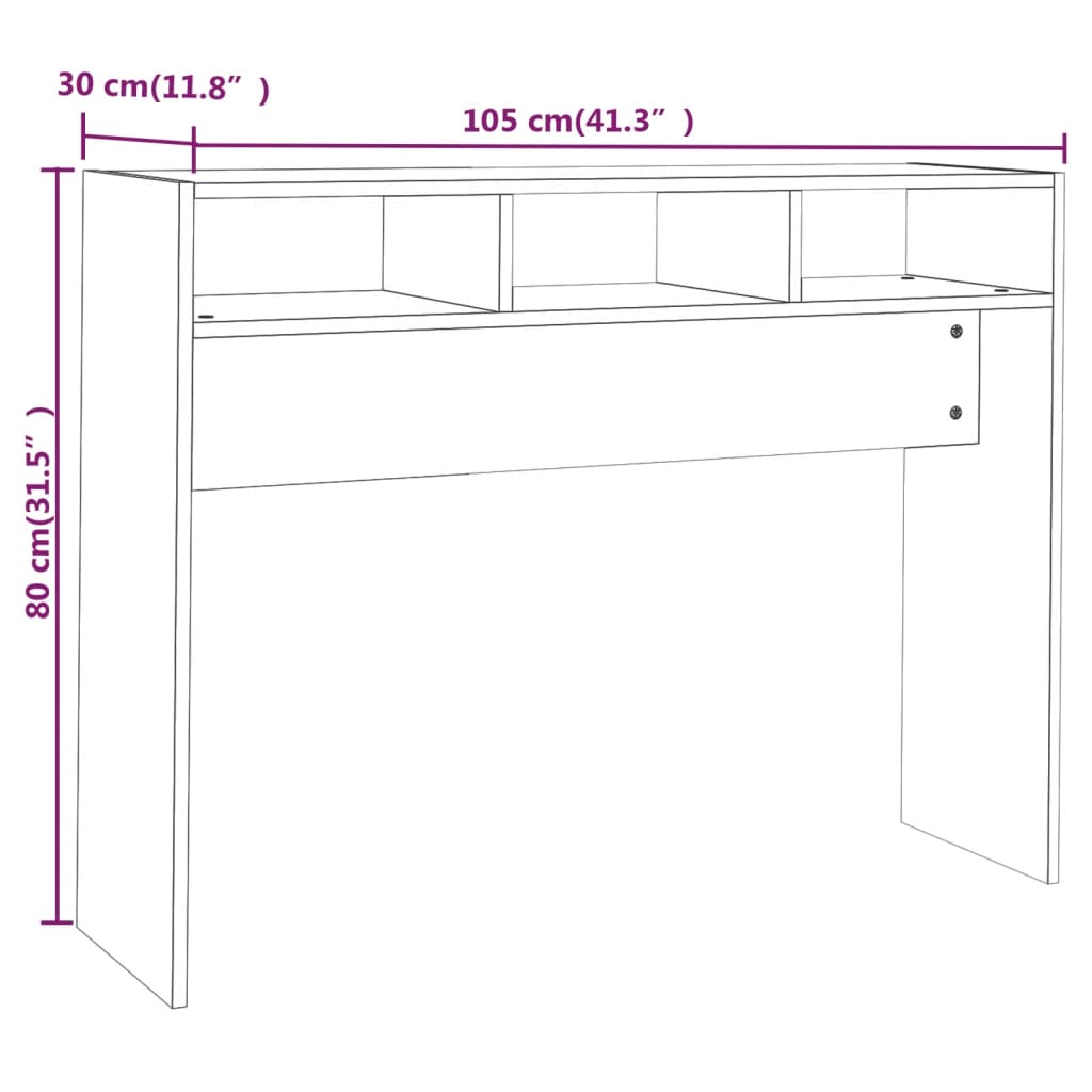 Wandtafel 105x30x80 cm bewerkt hout wit