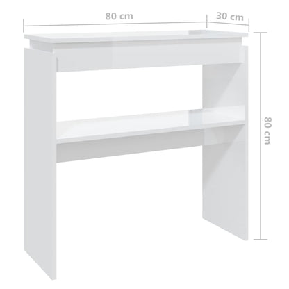 Wandtafel 80x30x80 cm bewerkt hout hoogglans wit