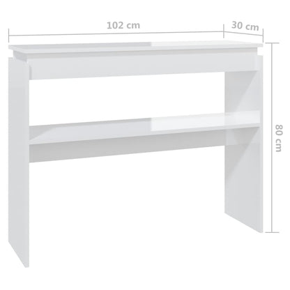 Wandtafel 102x30x80 cm bewerkt hout hoogglans wit