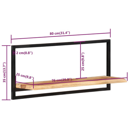 Wandschappen 2 st 80x25x35 cm massief acaciahout en staal