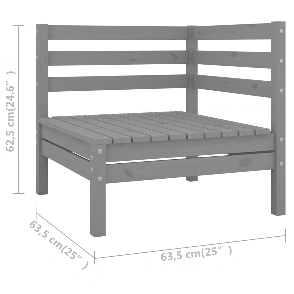 10-delige Loungeset massief grenenhout grijs