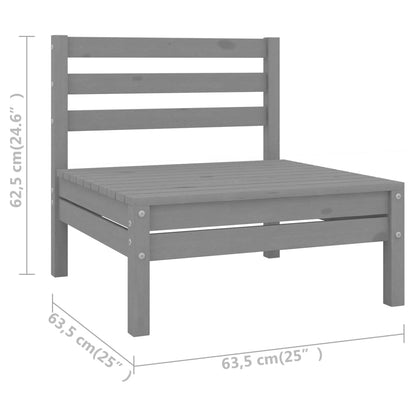 10-delige Loungeset massief grenenhout grijs