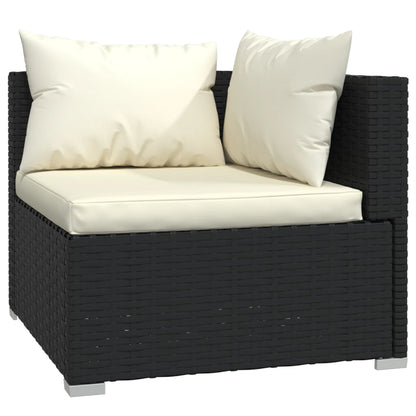 Tweezitsbank met kussens poly rattan zwart