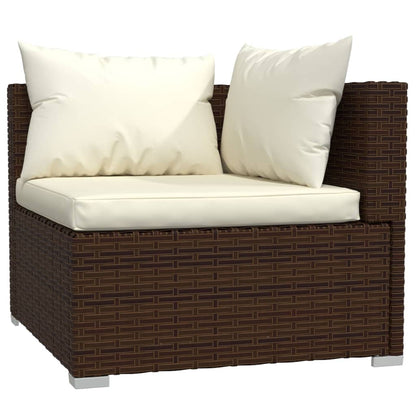 Tweezitsbank met kussens poly rattan bruin