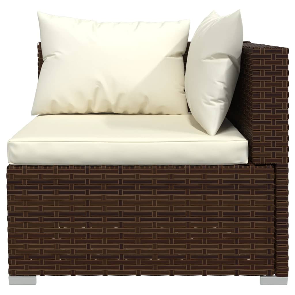 Tweezitsbank met kussens poly rattan bruin