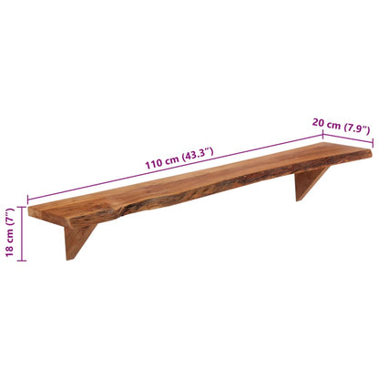 Wandschappen 2 st 110x20x18 cm massief acaciahout