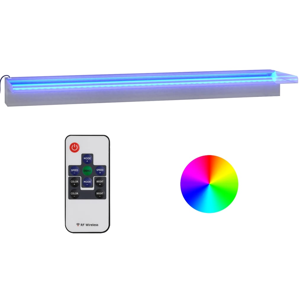 Watervaloverlaat met RGB LED's 90 cm roestvrij staal