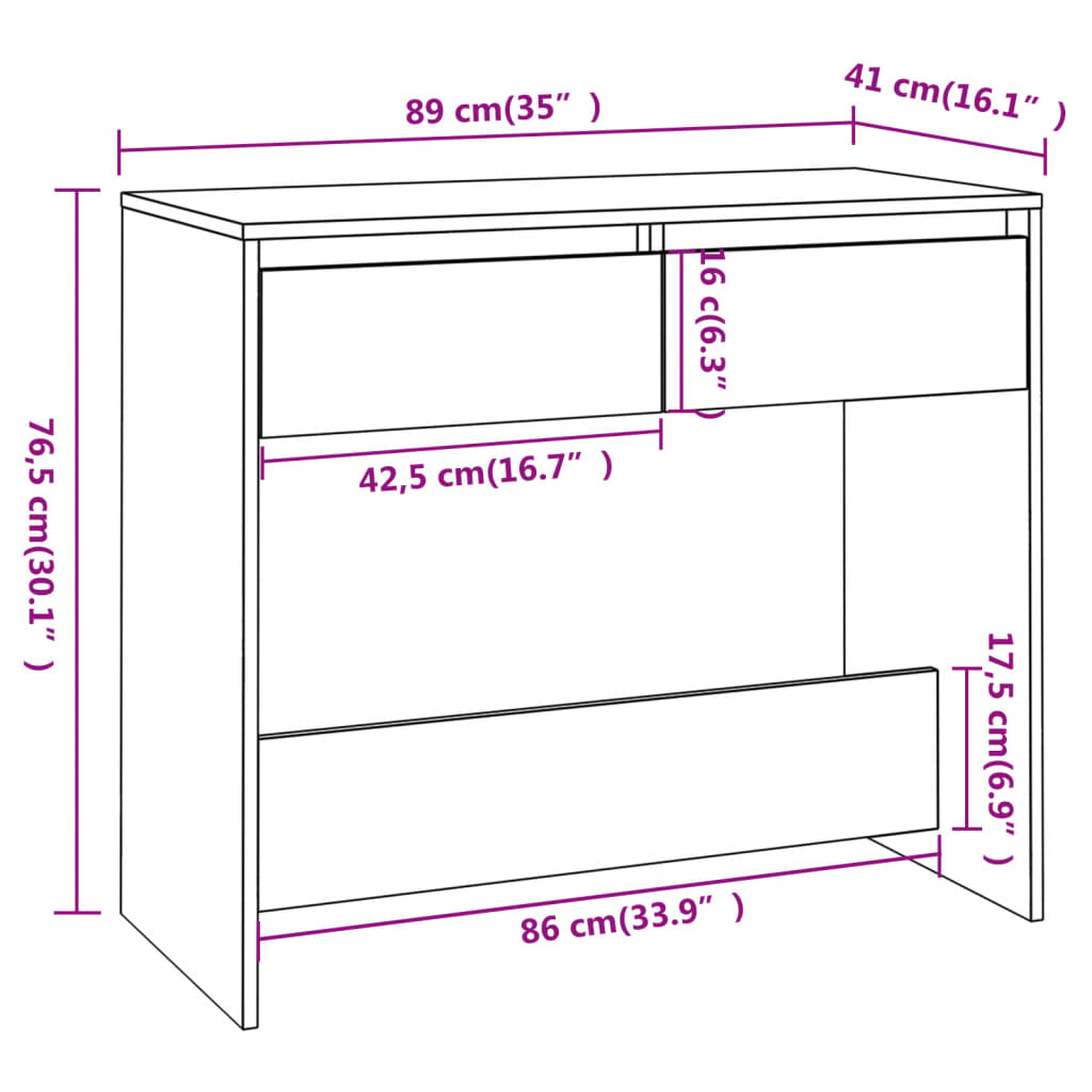 Wandtafel 89x41x76,5 cm bewerkt hout sonoma eikenkleurig