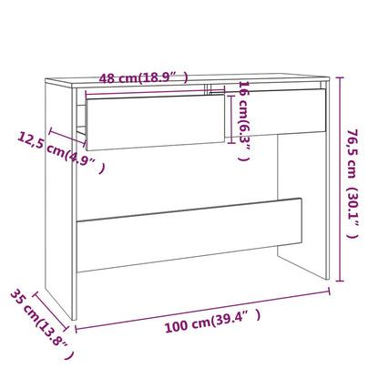 Wandtafel 100x35x76,5 cm bewerkt hout zwart