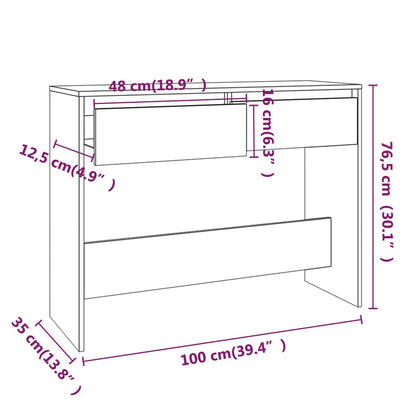 Wandtafel 100x35x76,5 cm bewerkt hout grijs sonoma eikenkleurig