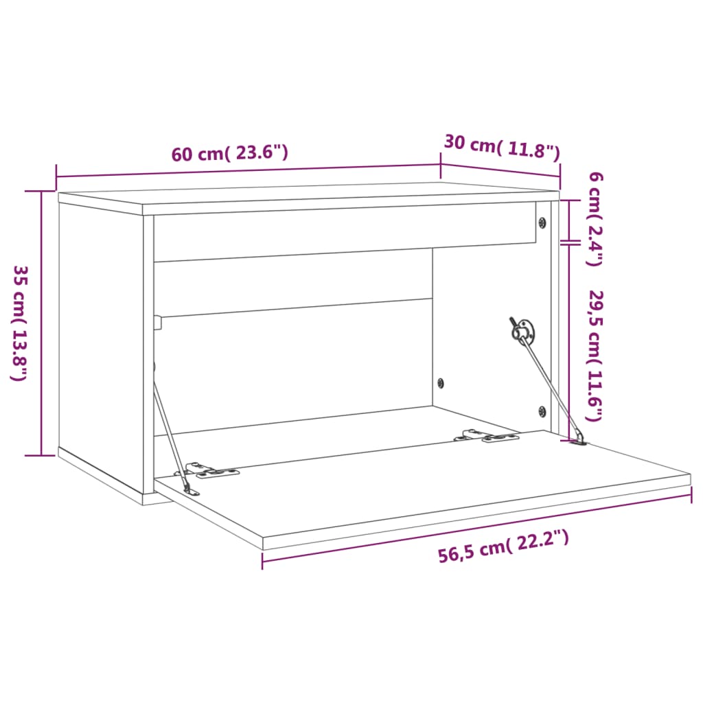 Wandkast 60x30x35 cm massief grenenhout honingbruin