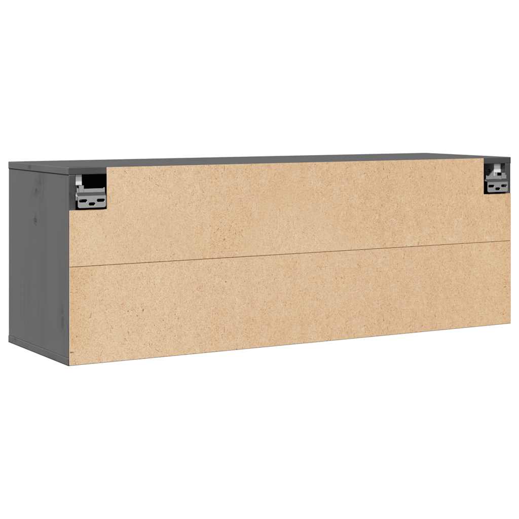 Wandkast 100x30x35 cm massief grenenhout grijs