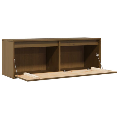 Wandkast 100x30x35 cm massief grenenhout honingbruin