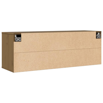 Wandkast 100x30x35 cm massief grenenhout honingbruin