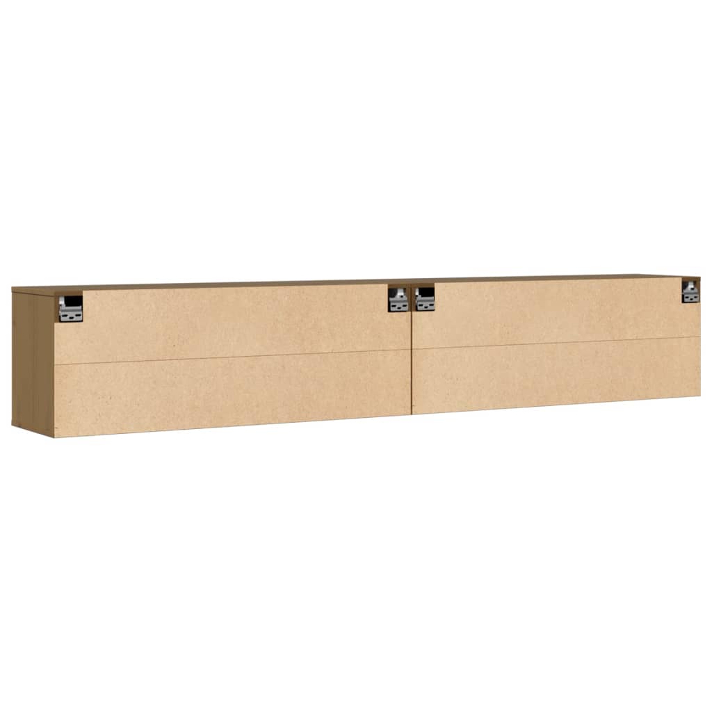 Wandkasten 2 st 100x30x35 cm massief grenenhout honingbruin