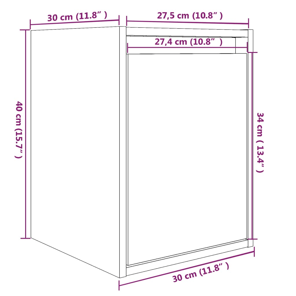 Wandkasten 2 st 30x30x40 cm massief grenenhout