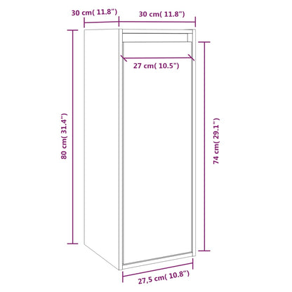 Wandkast 30x30x80 cm massief grenenhout wit