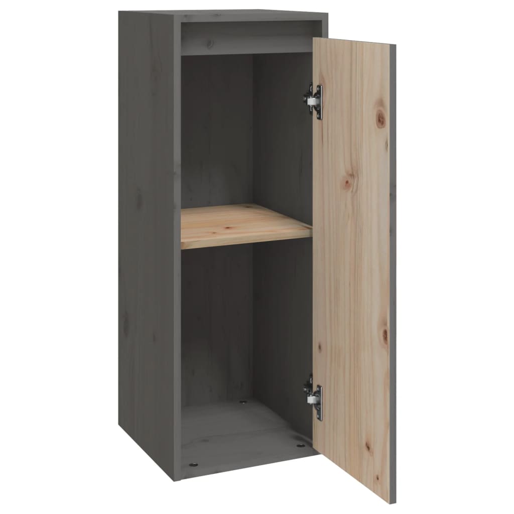 Wandkast 30x30x80 cm massief grenenhout grijs