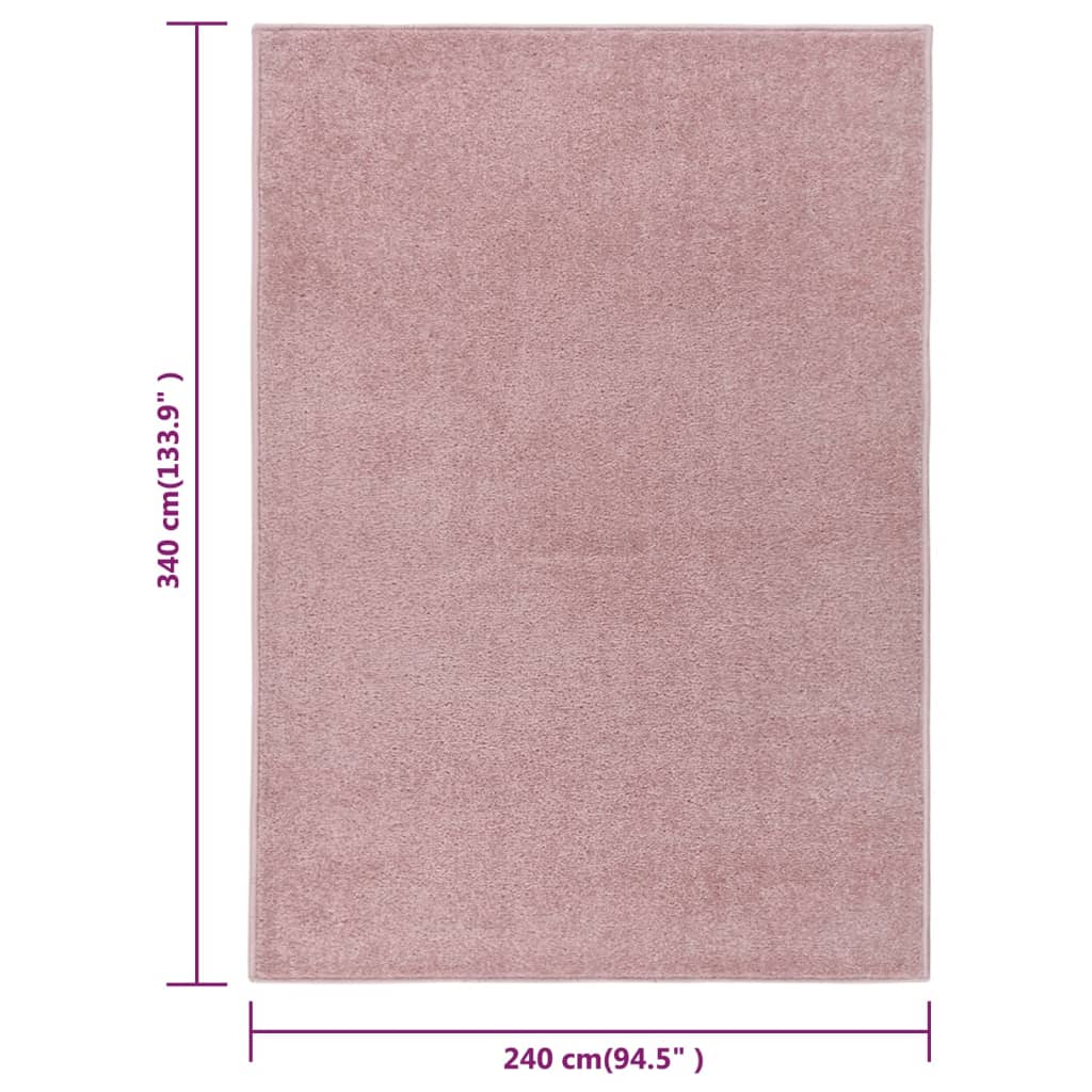 Vloerkleed kortpolig 240x340 cm roze