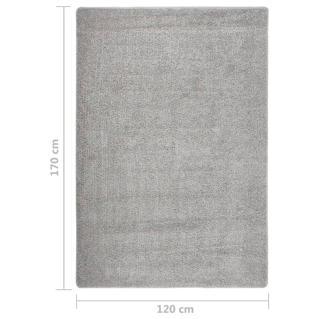 Vloerkleed shaggy anti-slip 120x170 cm lichtgrijs