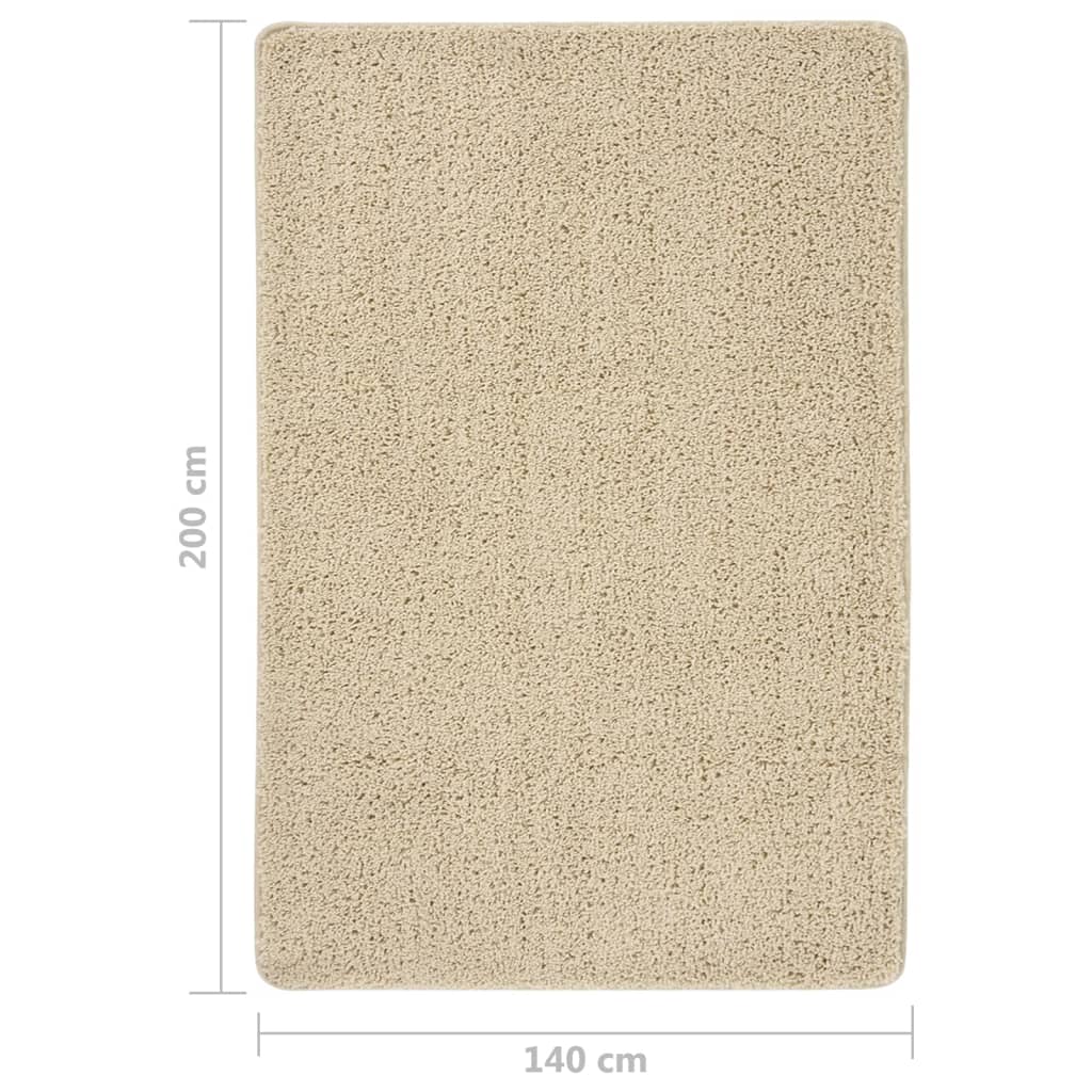 Vloerkleed shaggy anti-slip 140x200 cm crèmekleurig