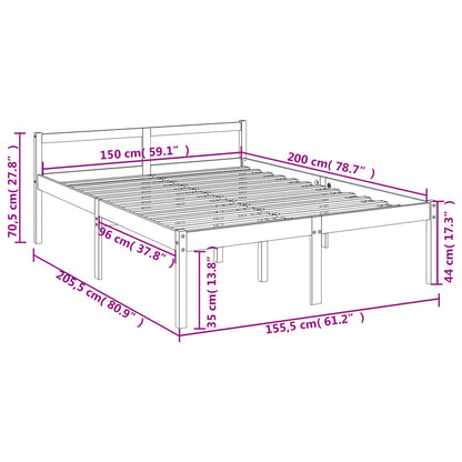 Seniorenbed massief grenenhout zwart 150x200 cm