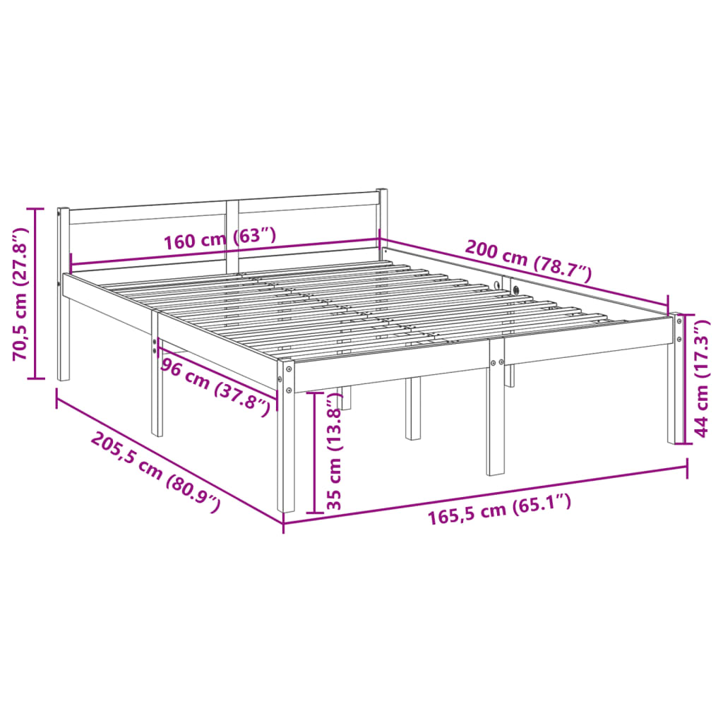 Seniorenbed massief grenenhout wit 160x200 cm