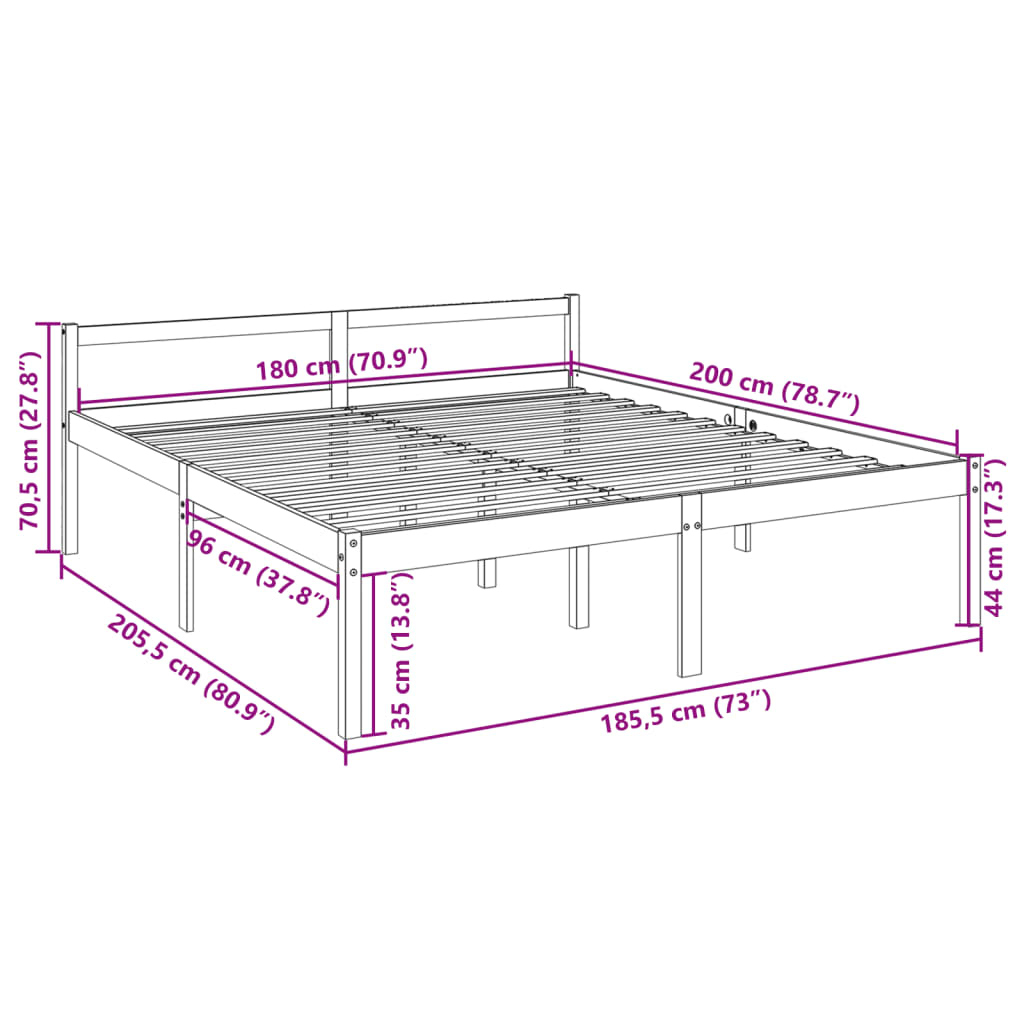 Seniorenbed massief grenenhout wit 180x200 cm