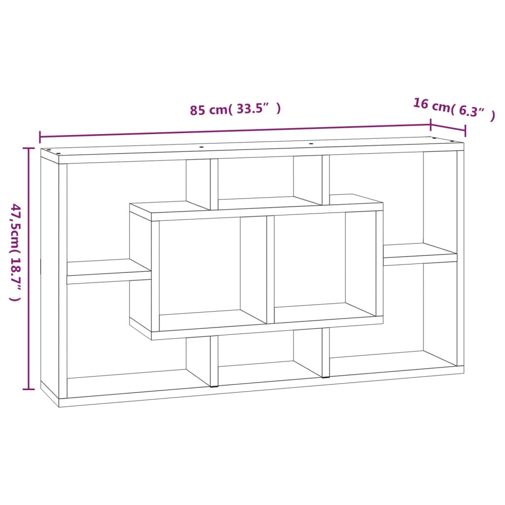 Wandschap 8 vakken hoogglans wit