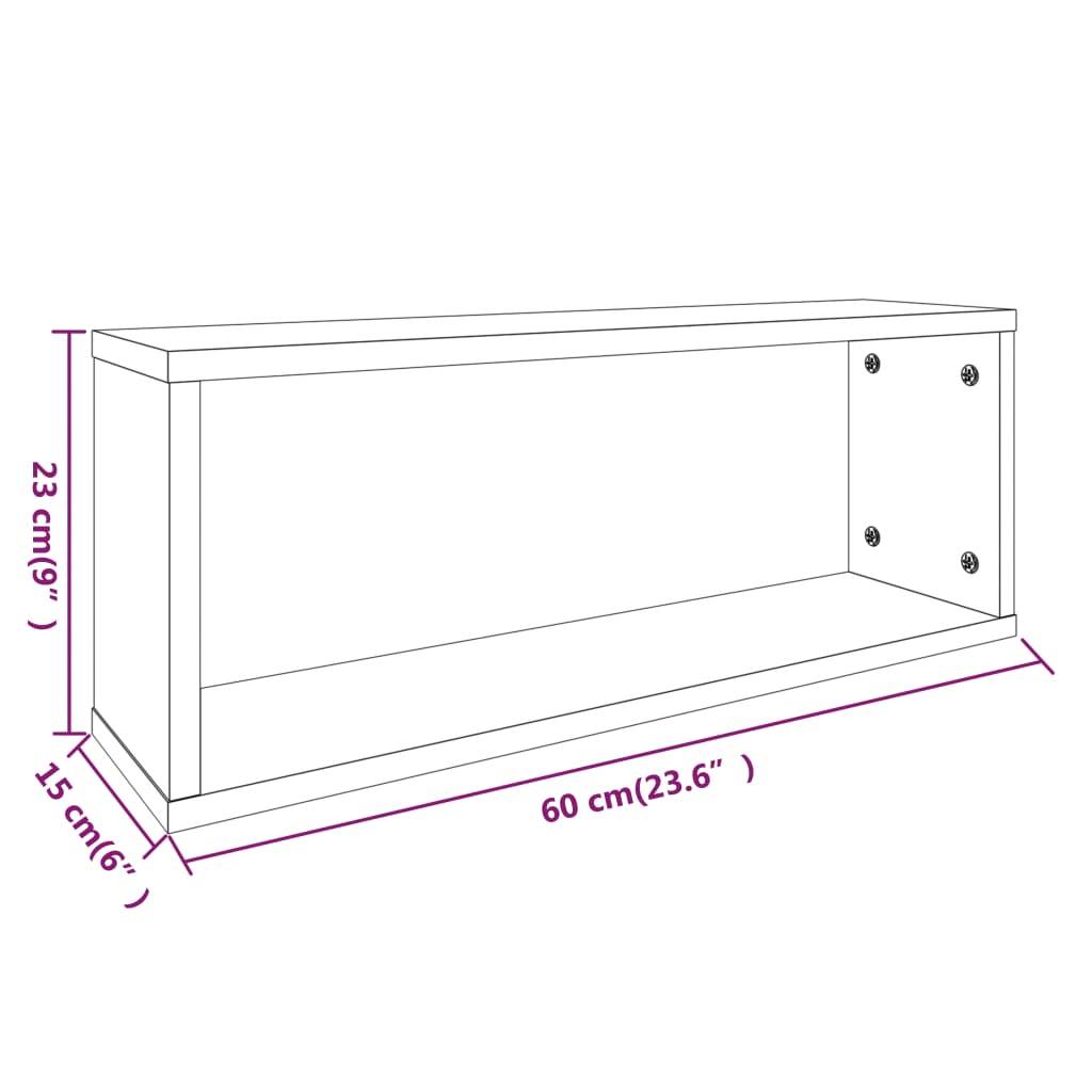 Wandschappen kubus 4 st 60x15x23 cm bewerkt hout gerookt eiken