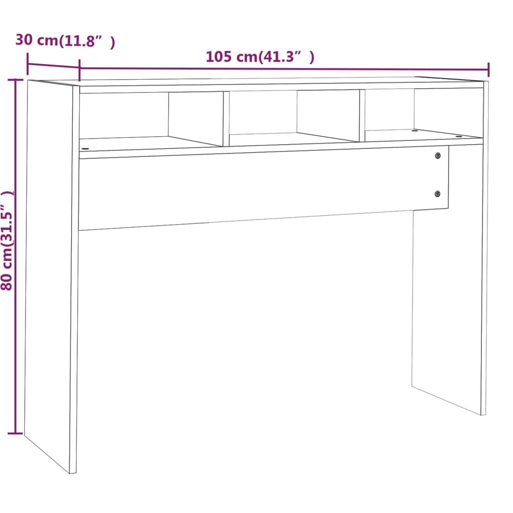 Wandtafel 105x30x80 cm bewerkt hout grijs sonoma eikenkleurig