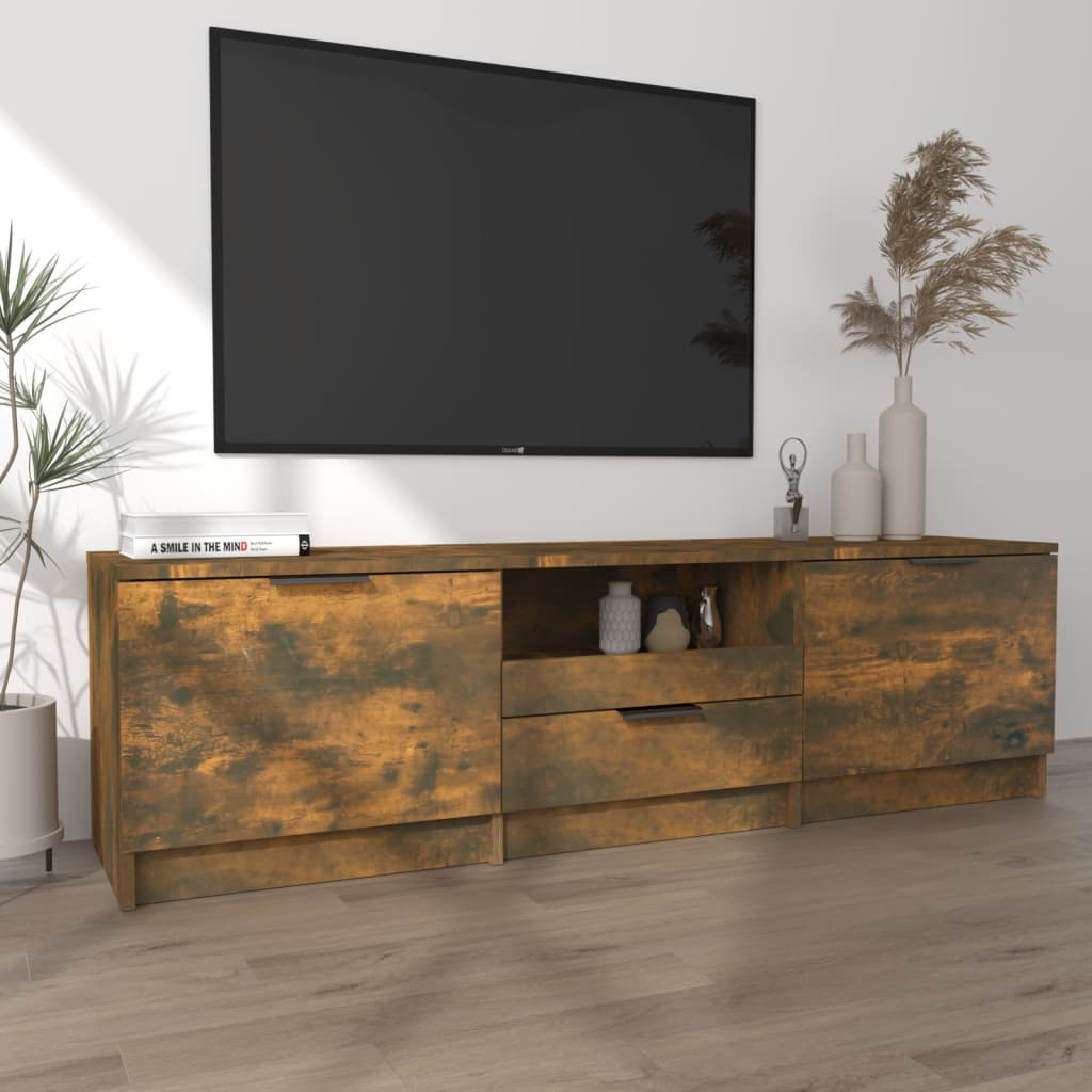 Tv-meubel 140x35x40 cm bewerkt hout gerookt eikenkleurig