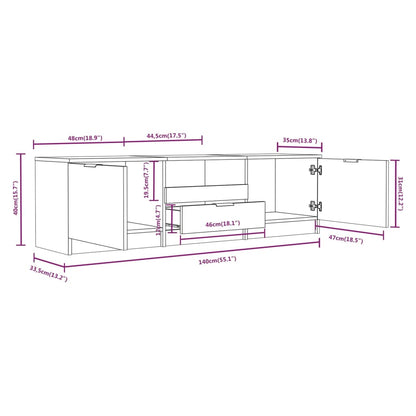 Tv-meubel 140x35x40 cm bewerkt hout gerookt eikenkleurig