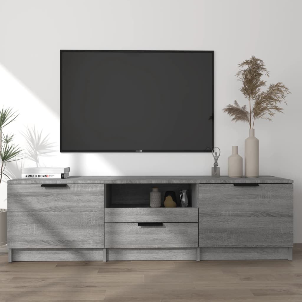 Tv-meubel 140x35x40 cm bewerkt hout grijs sonoma eikenkleurig