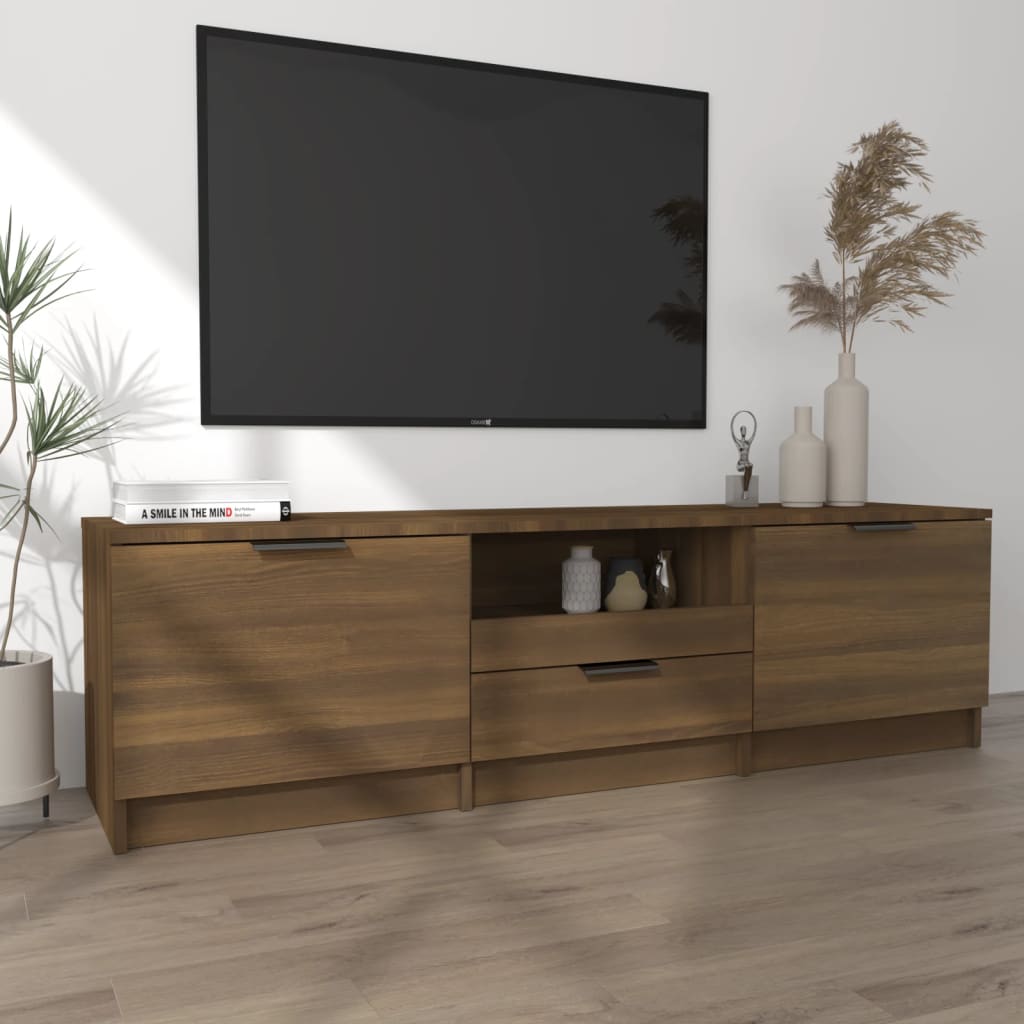 Tv-meubel 140x35x40 cm bewerkt hout bruin eikenkleur