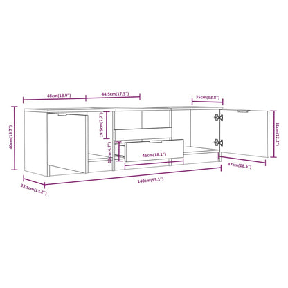 Tv-meubel 140x35x40 cm bewerkt hout bruin eikenkleur