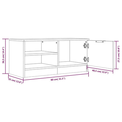 Tv-meubel 80x35x36,5 cm bewerkt hout gerookt eikenkleurig