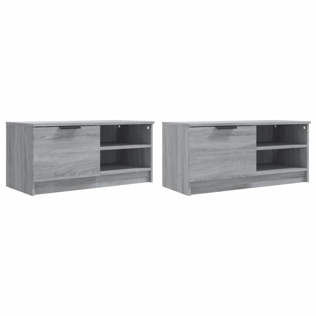 Tv-meubelen 2 st 80x35x36,5 cm bewerkt hout grijs sonoma eiken