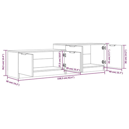 Tv-meubel 158,5x36x45 cm bewerkt hout grijs sonoma eikenkleurig