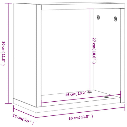 Wandrekken kubus 6 st 30x15x30 cm gerookt eiken