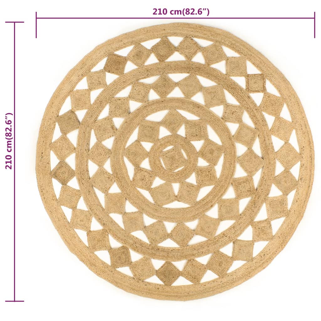 Vloerkleed handgemaakt 210 cm gevlochten jute