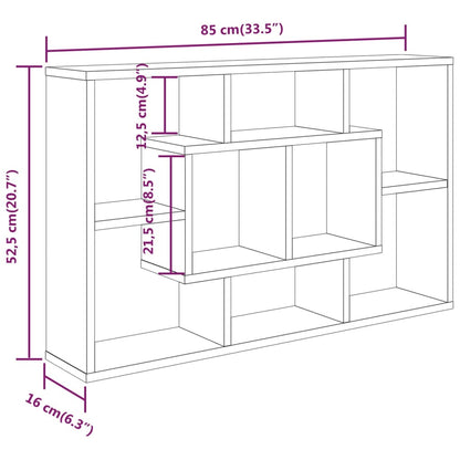 Wandschap 85x16x52,5 cm bewerkt hout hoogglans wit