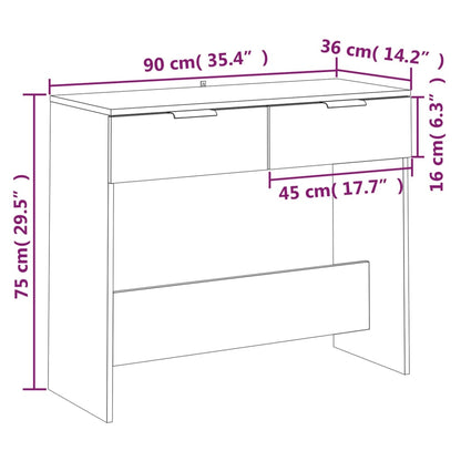 Wandtafel 90x36x75 cm bewerkt hout wit