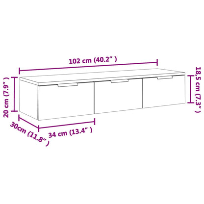 Wandkast 102x30x20 cm bewerkt hout wit