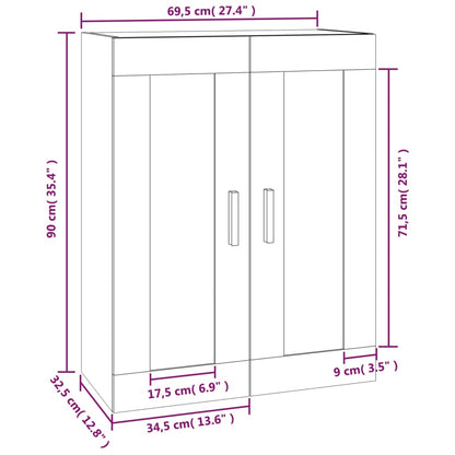 Wandkast 69,5x32,5x90 cm bewerkt hout wit